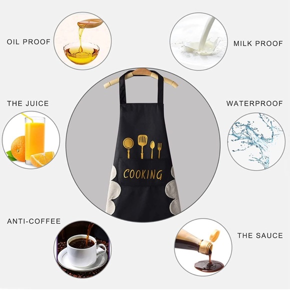 DILLMAN Women Kitchen Apron with Hand Wipe Pockets - Picture 4 of 4